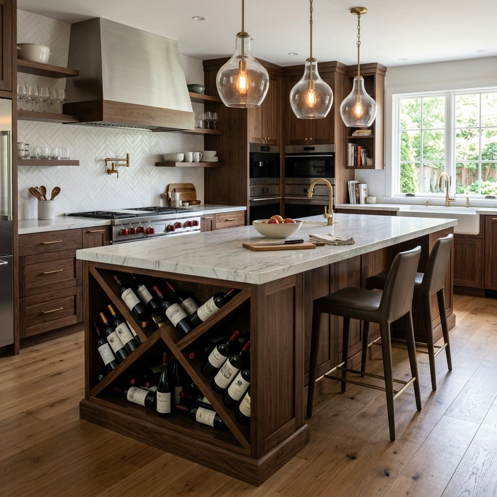 27 Kitchen Island Ideas That Will Make You Want to Renovate Your Kitchen Right Now 19 Kitchen Island Ideas with Wine Rack