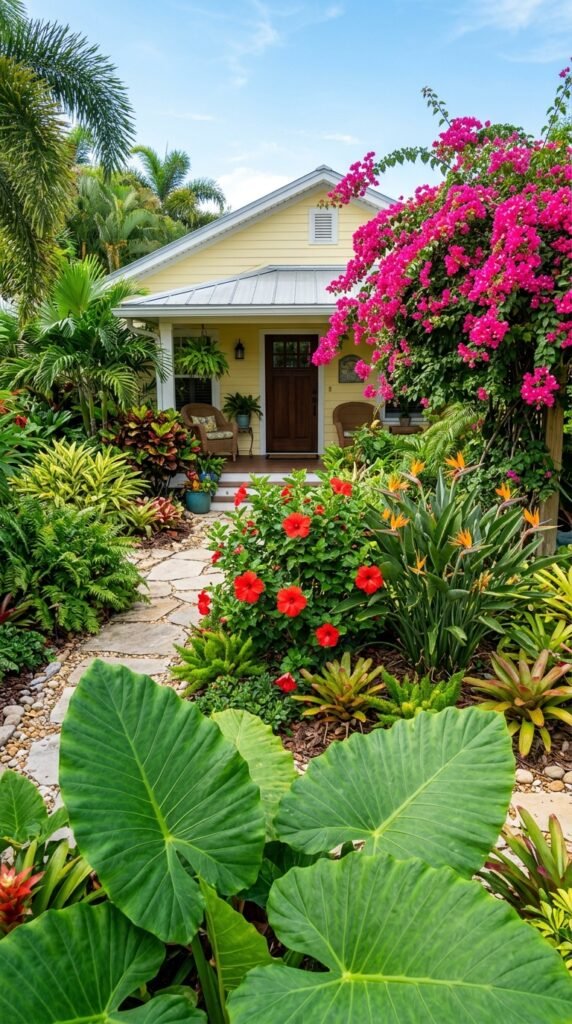 25 Front Yard Landscaping Ideas That Transform Your Home's Exterior 14 Tropical Front Yard Landscaping Ideas