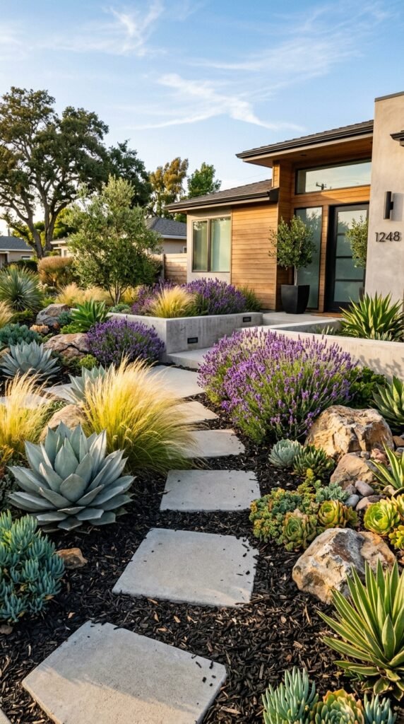25 Front Yard Landscaping Ideas That Transform Your Home's Exterior 3 Drought Tolerant Front Yard Ideas