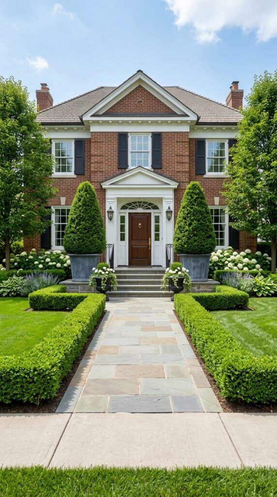25 Front Yard Landscaping Ideas That Transform Your Home's Exterior 25 Symmetrical Front Yard Design Ideas