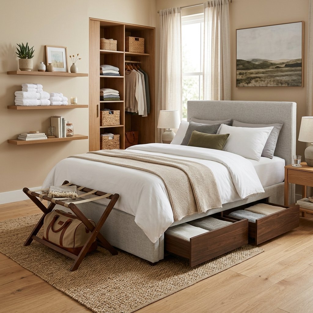 25 Beautiful Guest Bedroom Ideas That Look Expensive 9 Guest Bedroom Storage Ideas