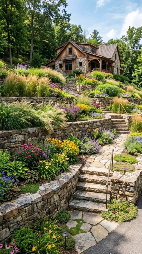 25 Front Yard Landscaping Ideas That Transform Your Home's Exterior 12 Sloped Front Yard Landscaping Ideas