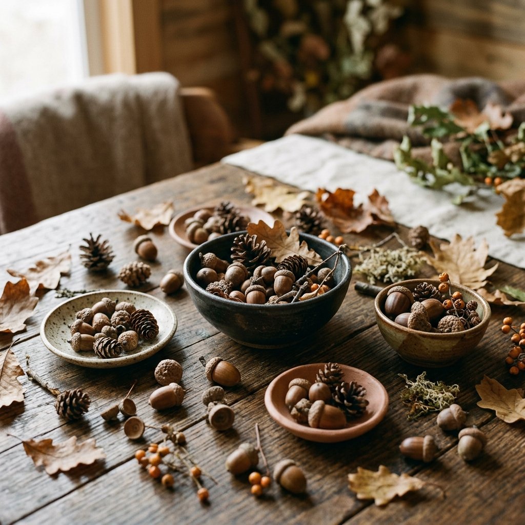 30 Fall Kitchen Table Decor Ideas: You'll Want to Copy 13 Acorn and Pinecone Display Fall Kitchen Table Decor