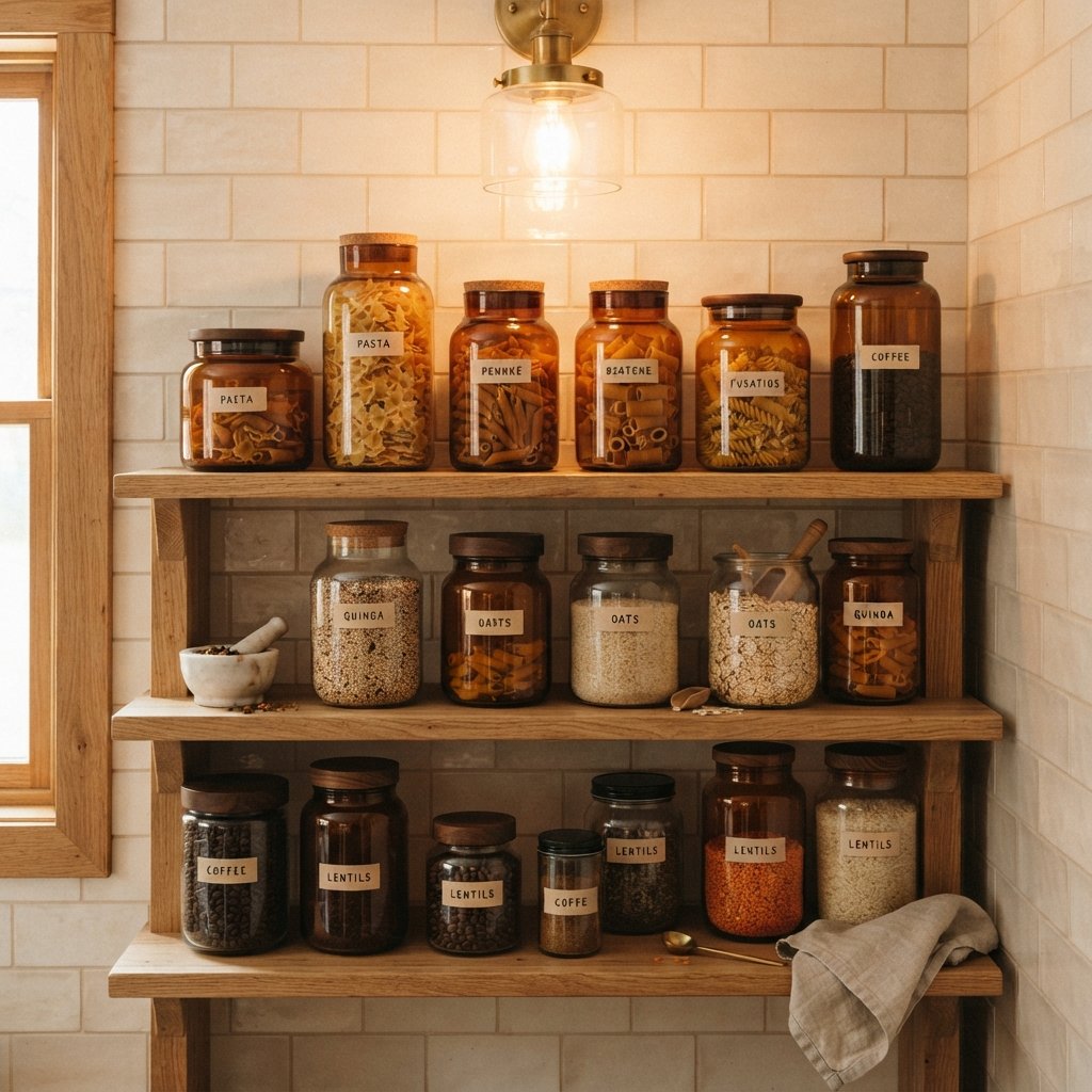 30 Fall Kitchen Ideas: To Warm Up Your Space This Season 13 Amber Glass Jar Fall Kitchen