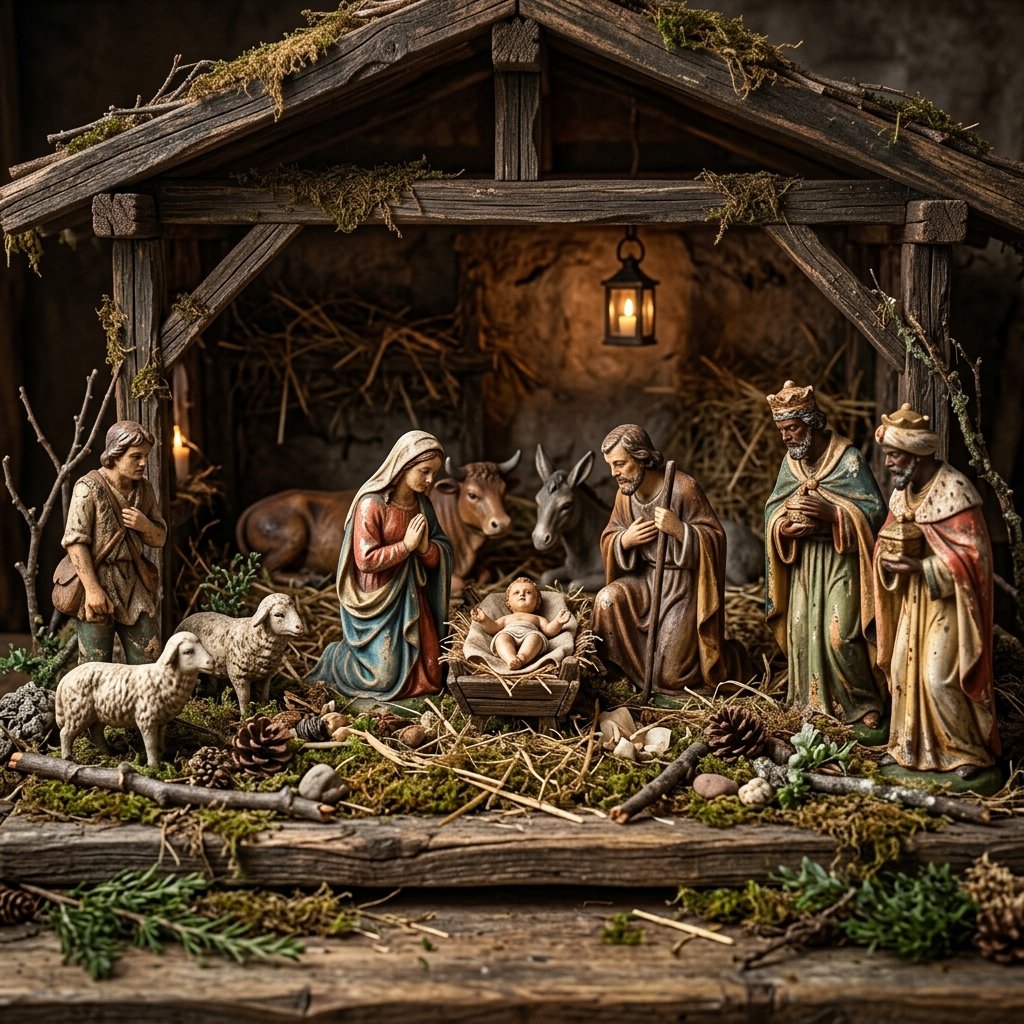 30 Vintage Christmas Decor Ideas That Bring Classic Holiday Charm to Your Home 11 Antique Nativity Scene Ideas