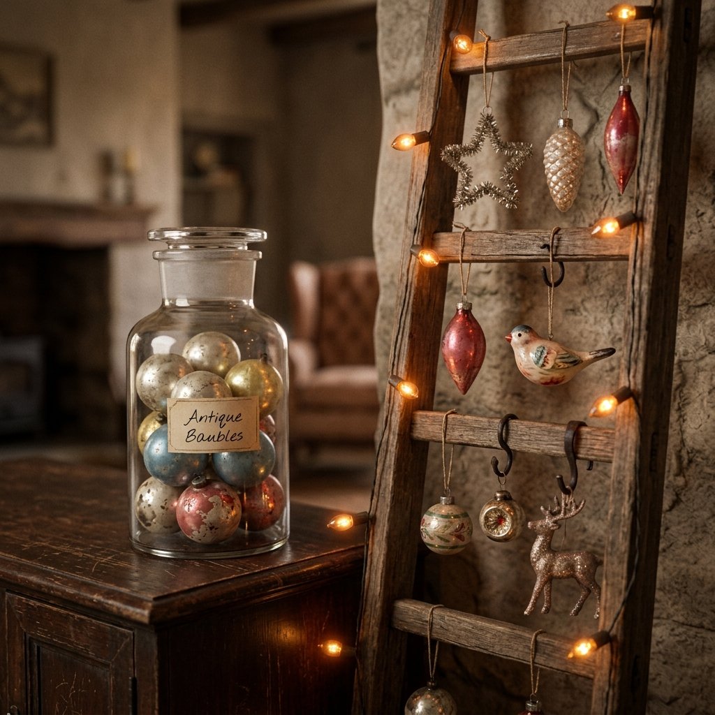 30 Vintage Christmas Decor Ideas That Bring Classic Holiday Charm to Your Home 5 Antique Ornament Display Ideas