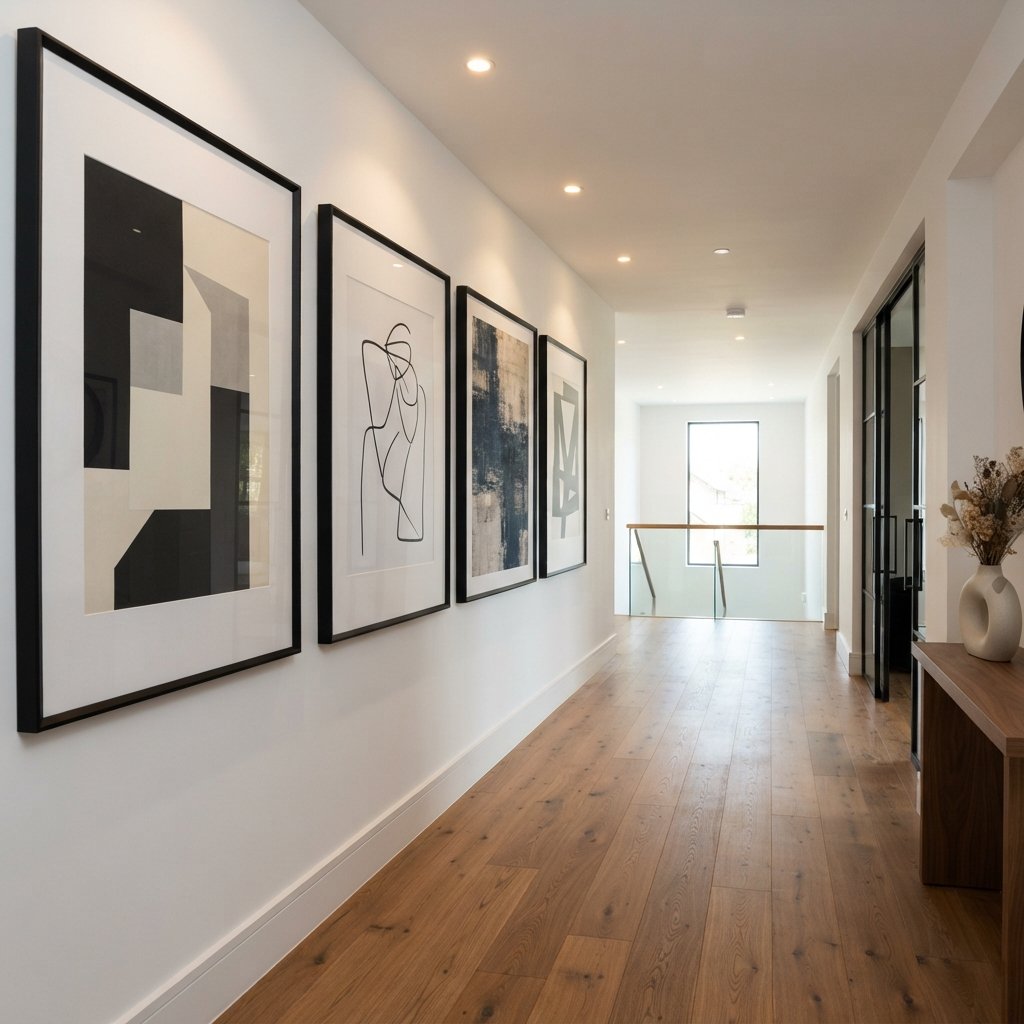 30 Beautiful Upstairs Hallway Ideas: To Transform Your Home Space 17 Art Print Display Upstairs Hallway Ideas