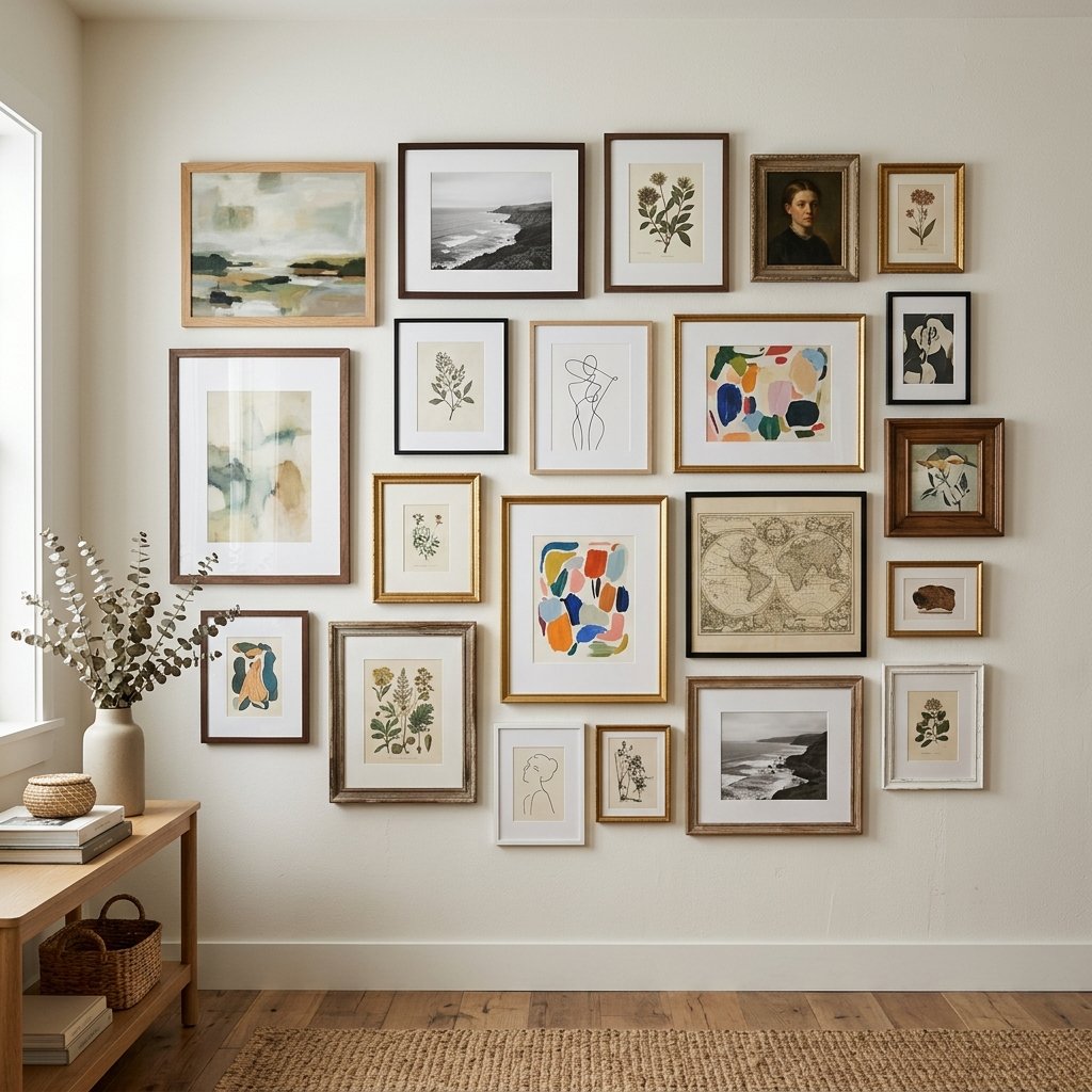 30 Living Room Wall Decor Ideas for Every Style and Space 22 Asymmetrical Gallery Living Room Wall Decor Ideas