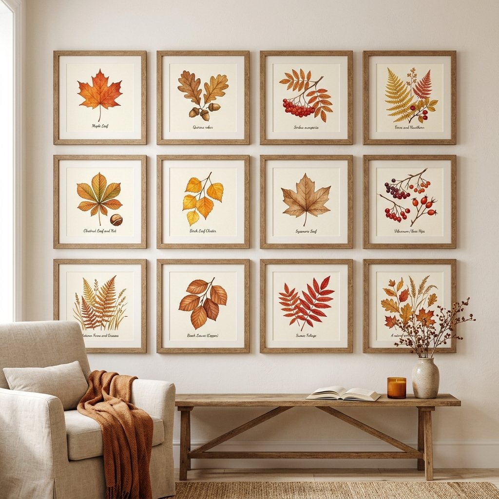 30 Aesthetic Fall Bedroom Ideas for a Cozy Autumn Vibe 24 Autumn Botanical Print Ideas