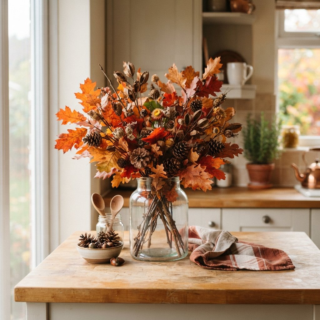 30 Fall Kitchen Ideas: To Warm Up Your Space This Season 11 Fall Foliage Arrangement Fall Kitchen