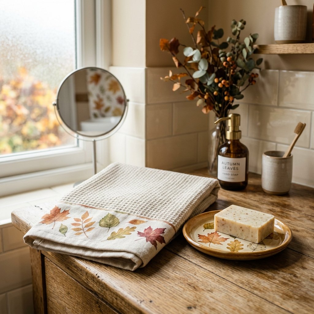 30 Fall Bathroom Aesthetic Ideas to Create a Dreamy Cozy Space 29 Autumn Leaf Motif Ideas
