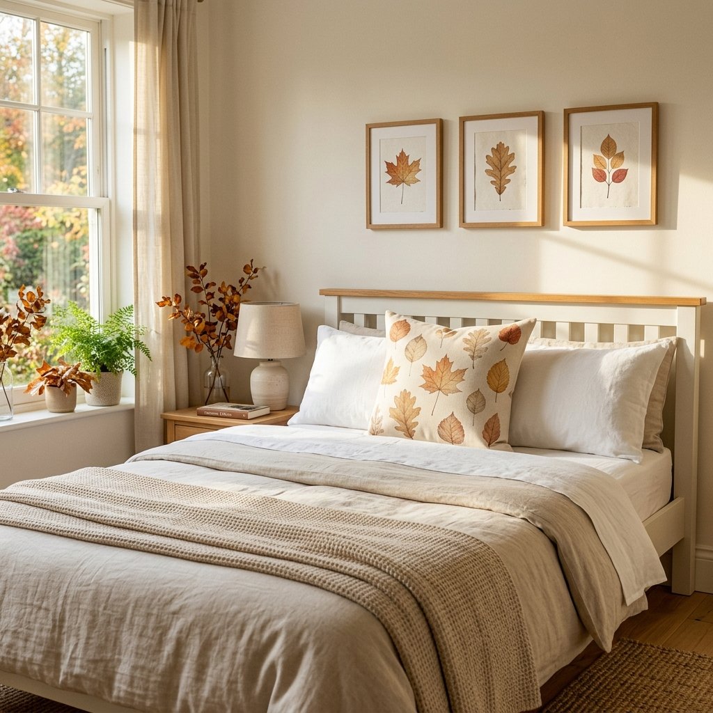 30 Fall Bedroom Aesthetic Ideas: That Feel Warm,Cozy & Effortless 27 Autumn Leaf Print Ideas