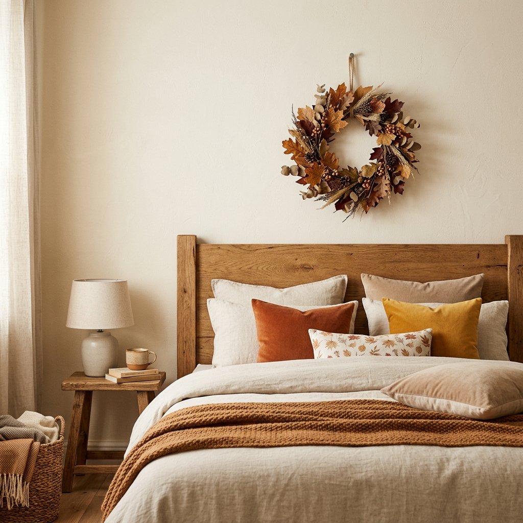 30 Fall Bedroom Ideas That Bring Cozy Autumn Vibes Into Your Space 16 Autumn Wreath Wall Decor Ideas