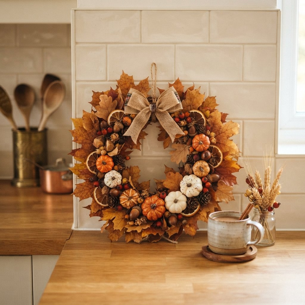 30 Fall Kitchen Countertop Decor Ideas: Cozy Inspiration for Every Style 25 Autumn Wreath Countertop Ideas