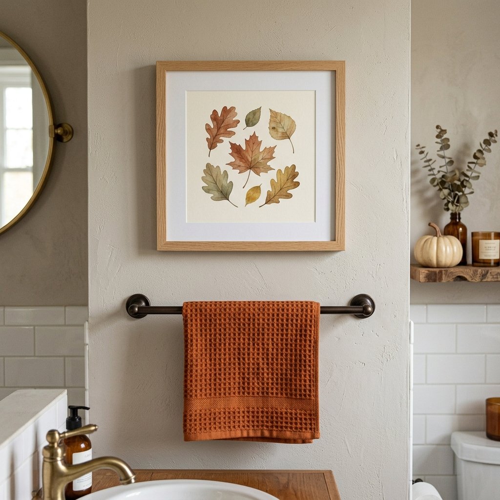 30 Fall Themed Bathroom Ideas: A Complete Guide to Cozy Autumn Style 26 Fall Inspired Bathroom Art Prints