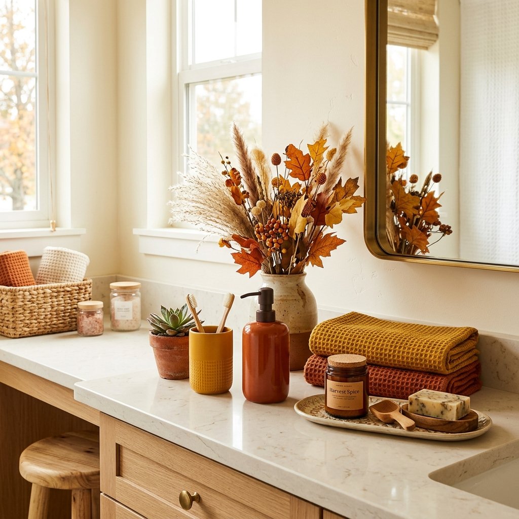 30 Fall Bathroom Decor Ideas Small Bathroom, Big Fall Vibes 30 Harvest Inspired Color Accent Ideas