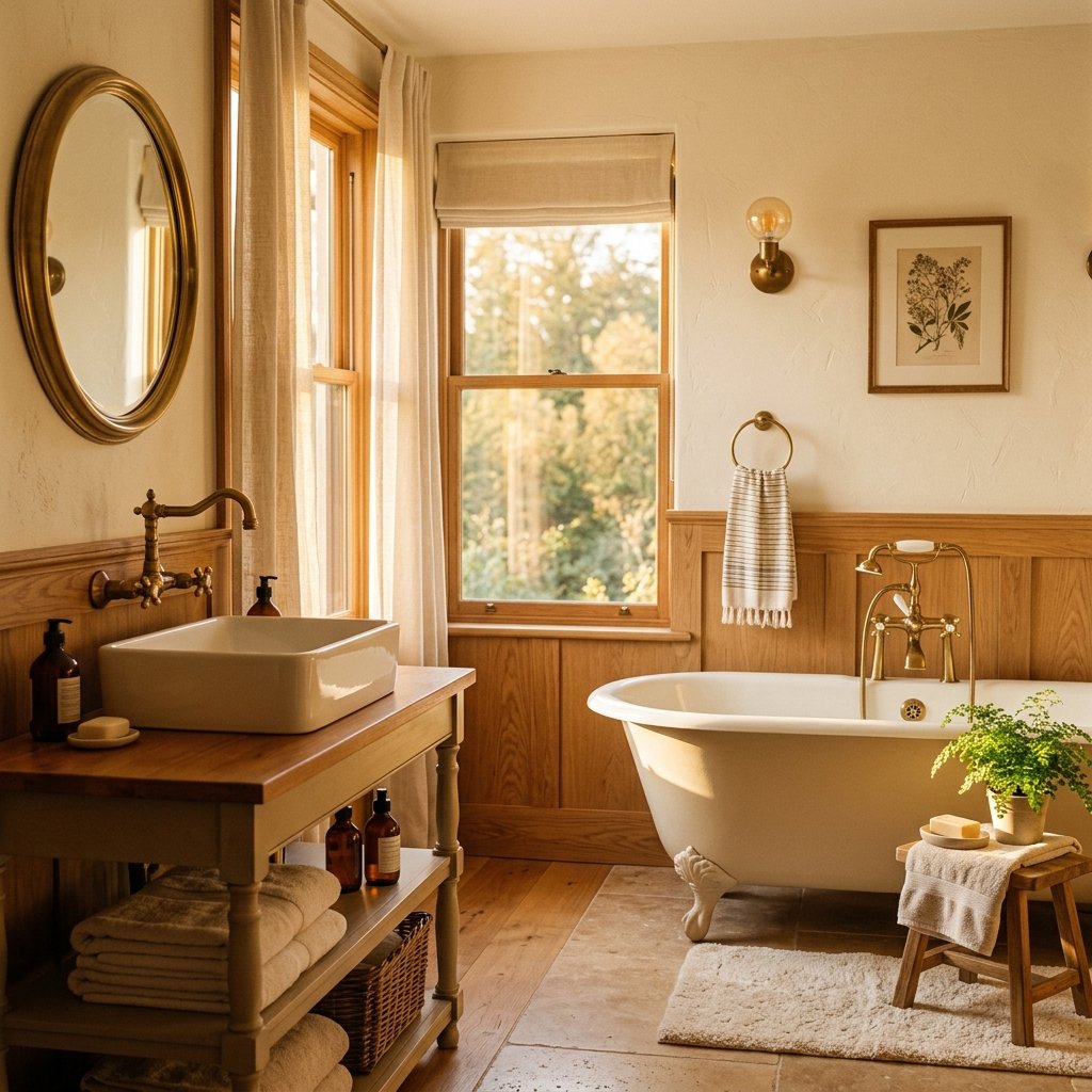 30 Fall Themed Bathroom Ideas: A Complete Guide to Cozy Autumn Style 31 Golden Hour Bathroom Color Scheme