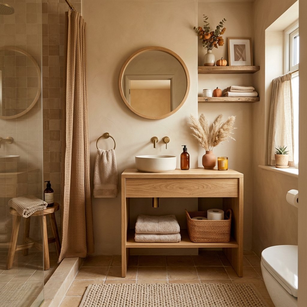30 Fall Bathroom Decor Ideas Small Bathroom, Big Fall Vibes 2 Warm Neutral Color Palette Ideas
