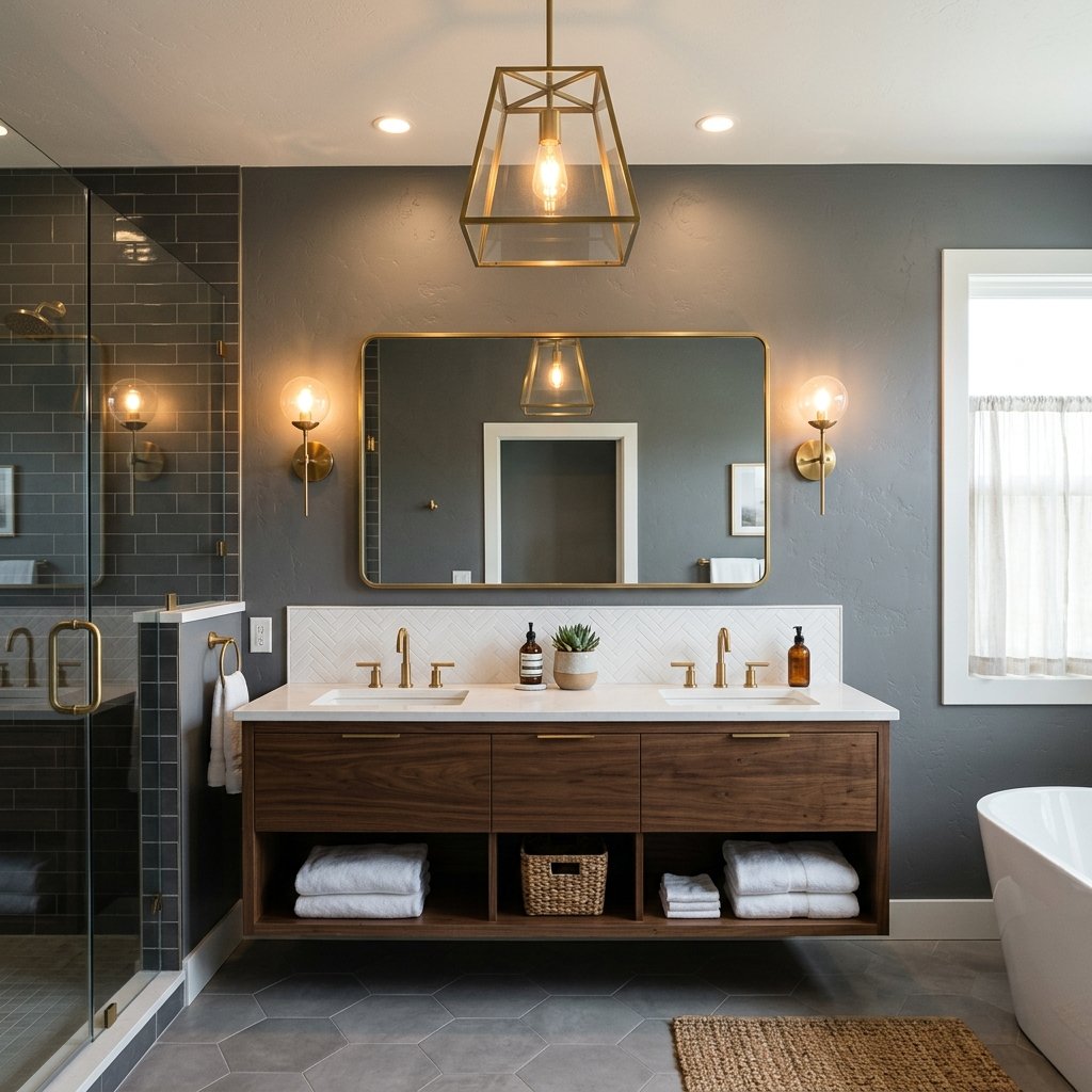 30 Grey Bathroom Ideas to Inspire Your Next Design 22 Grey Bathroom Lighting Ideas