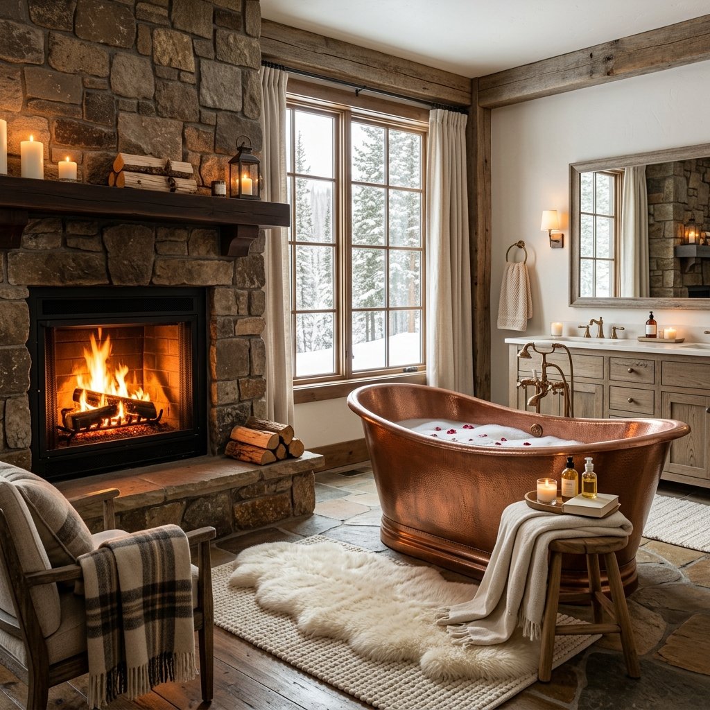 Fall Bathroom Bloxburg Ideas: 30 Cozy Autumn Inspiration Picks 23 Cozy Fireplace Adjacent Bathroom Ideas