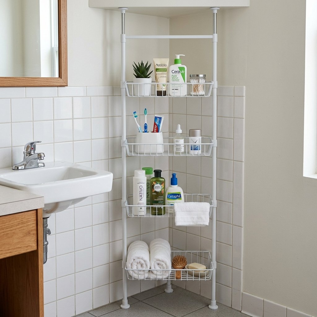 30 Dorm Bathroom Ideas to Make Shared Spaces Feel Like Home 6 Dorm Bathroom Shelving Ideas