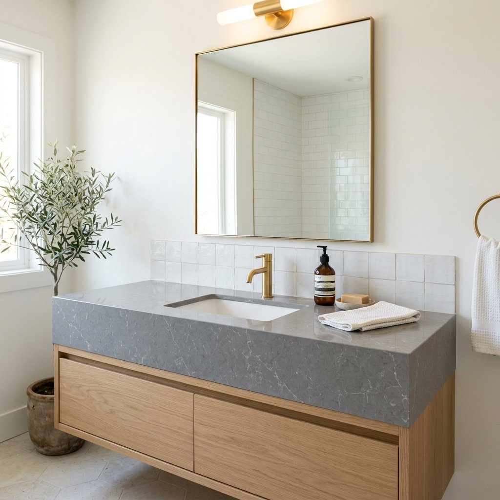 30 Grey Bathroom Ideas to Inspire Your Next Design 28 Grey Bathroom Countertop Ideas