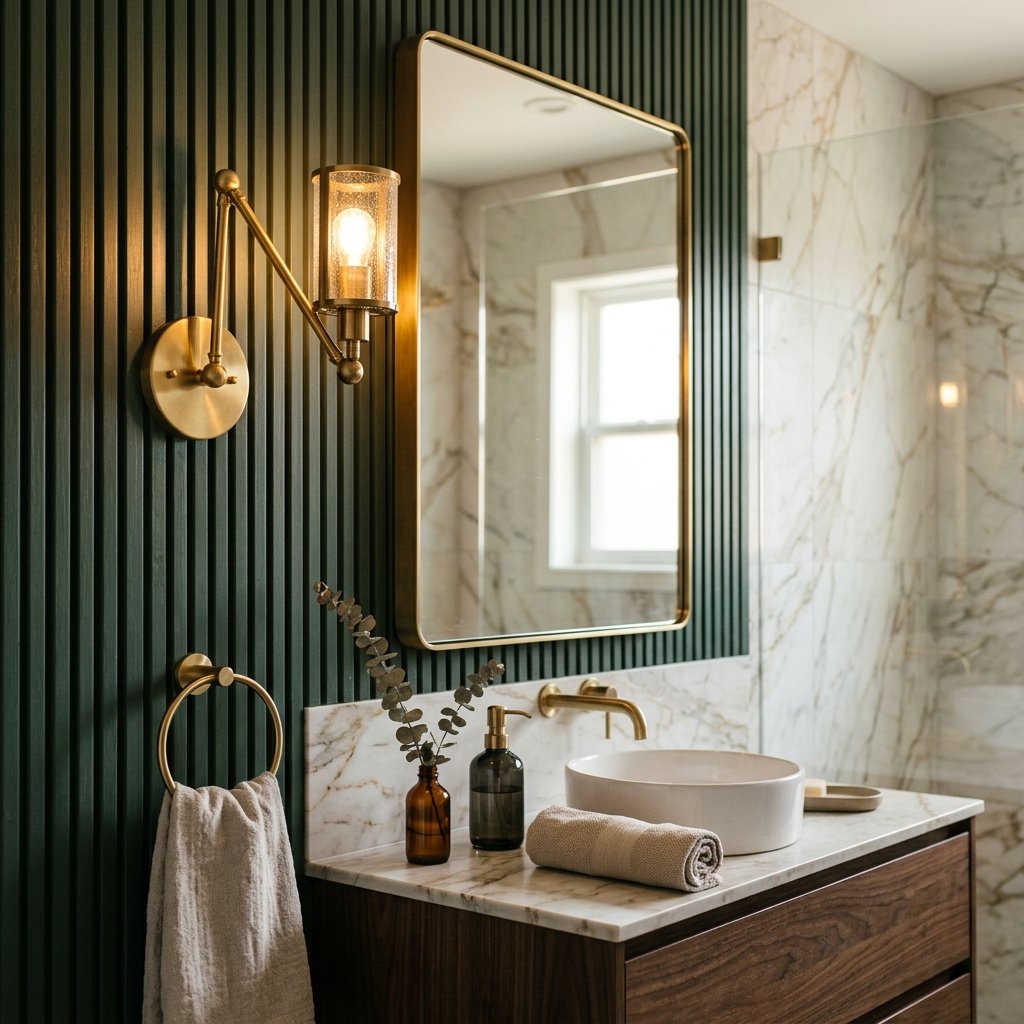 30 Bathroom Wall Decor Ideas to Elevate Every Space 11 Bathroom Wall with Statement Lighting Ideas