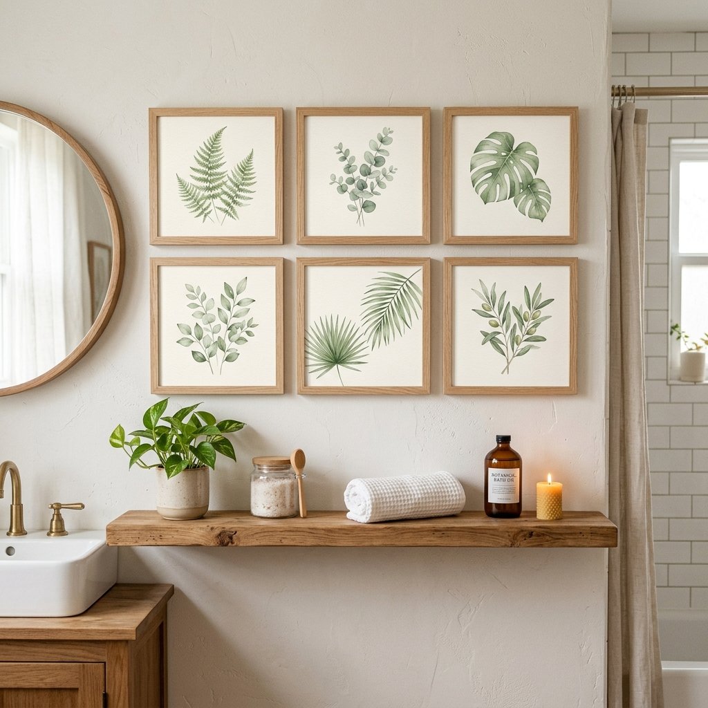 30 Bathroom Wall Decor Ideas to Elevate Every Space 3 Bathroom Wall with Botanical Prints Ideas