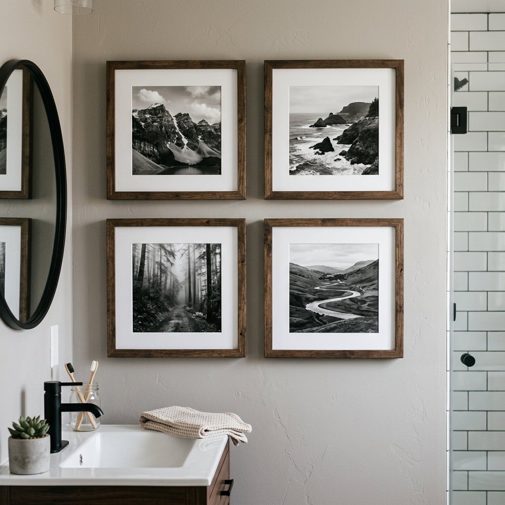 30 Bathroom Wall Decor Ideas to Elevate Every Space 15 Bathroom Wall with Black and White Photography Ideas