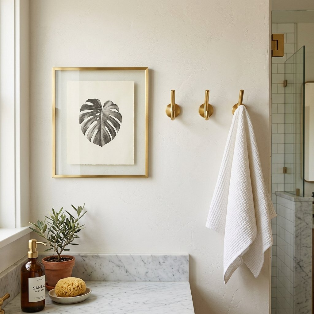 30 Bathroom Wall Decor Ideas to Elevate Every Space 26 Bathroom Wall with Metal Accents Ideas