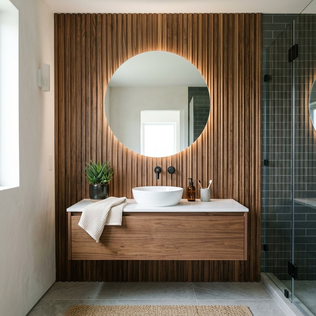 30 Bathroom Wall Decor Ideas to Elevate Every Space 24 Bathroom Wall with Textured Panels Ideas