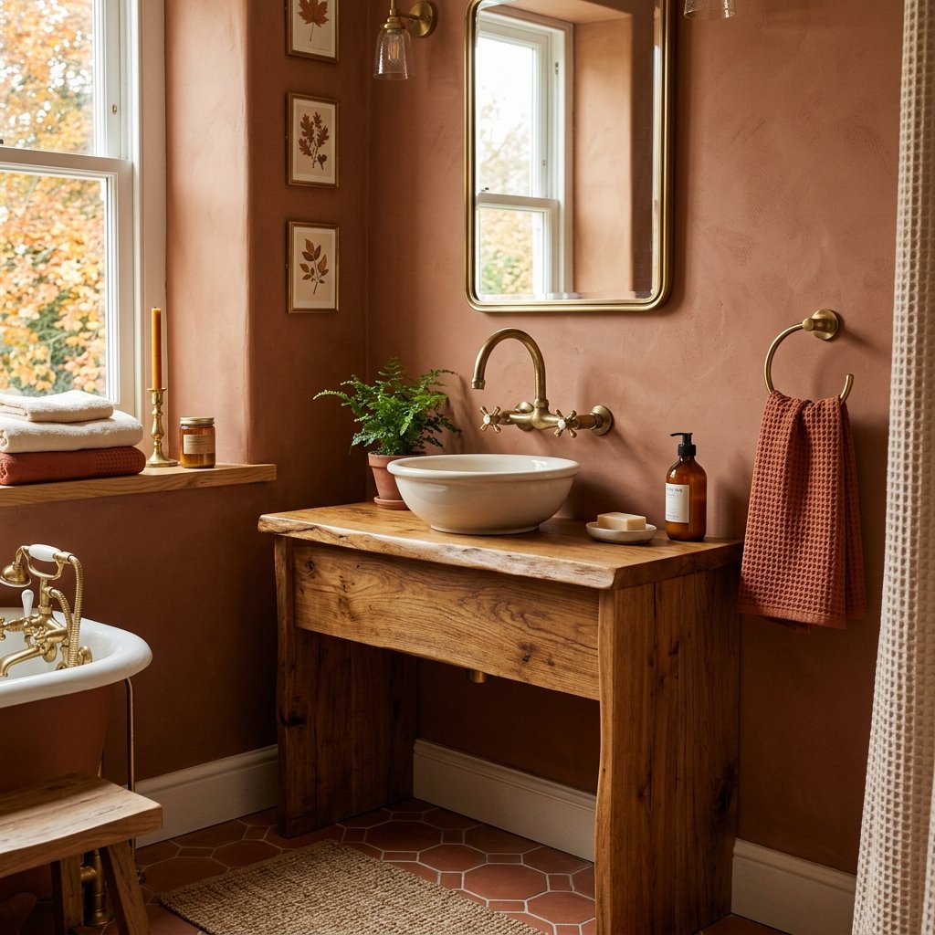 30 Fall Themed Bathroom Ideas: A Complete Guide to Cozy Autumn Style 15 Autumn Color Palette Bathroom Walls
