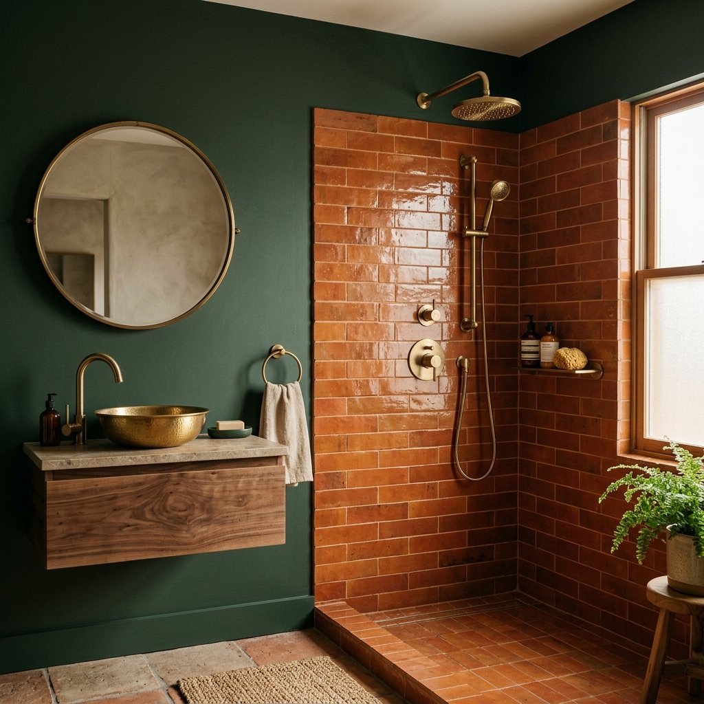 Fall Bathroom Bloxburg Ideas: 30 Cozy Autumn Inspiration Picks 14 Dark Green and Rust Color Ideas