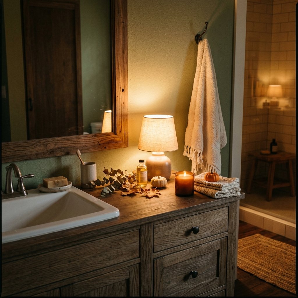 30 Fall Themed Bathroom Ideas: A Complete Guide to Cozy Autumn Style 22 Cozy Fall Themed Bathroom Lighting