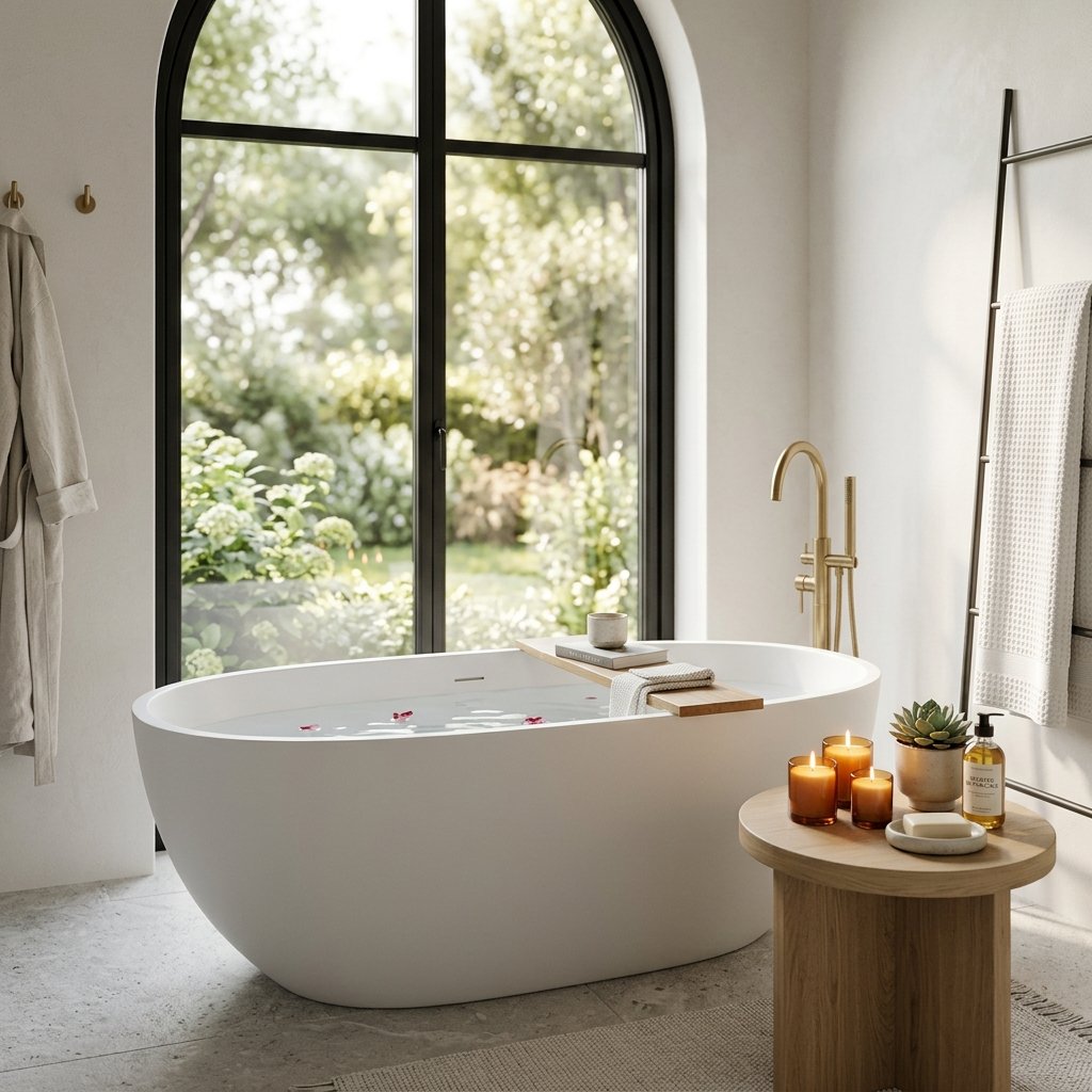 30 Dreamy Bloxburg Bathroom Ideas for Aesthetic House Builds 14 Freestanding Bathtub Ideas