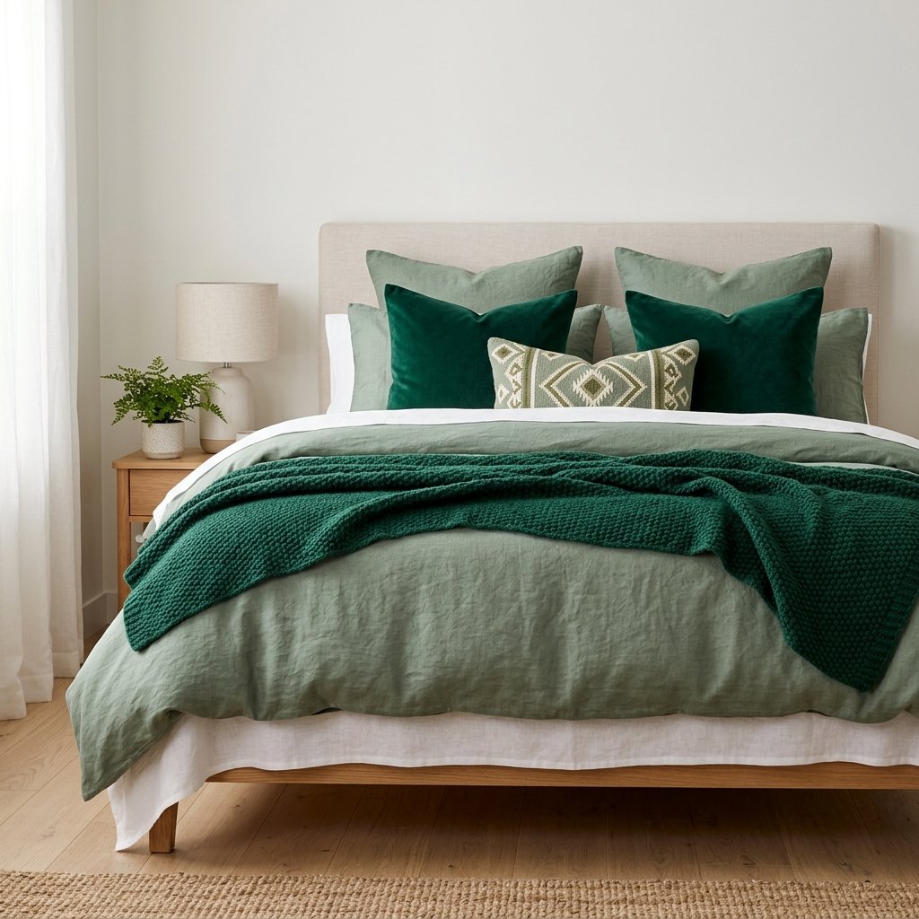 30 Green Bedroom Ideas That Bring Calm and Character 14 Green Bedding Ideas