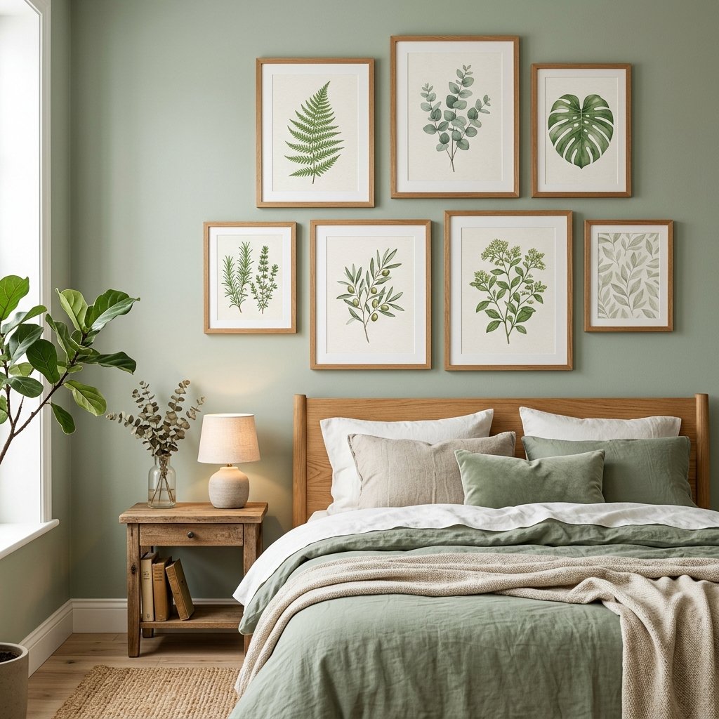 30 Green Bedroom Ideas That Bring Calm and Character 27 Green Bedroom Wall Art Ideas