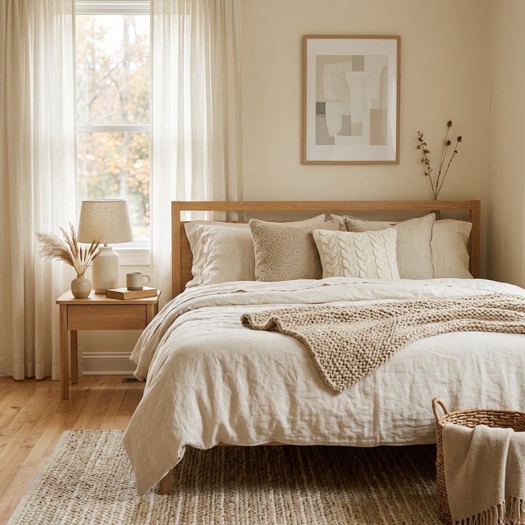 30 Cozy Fall Bedroom Ideas You'll Be Obsessed With This Autumn 30 Neutral Beige and Cream Idea