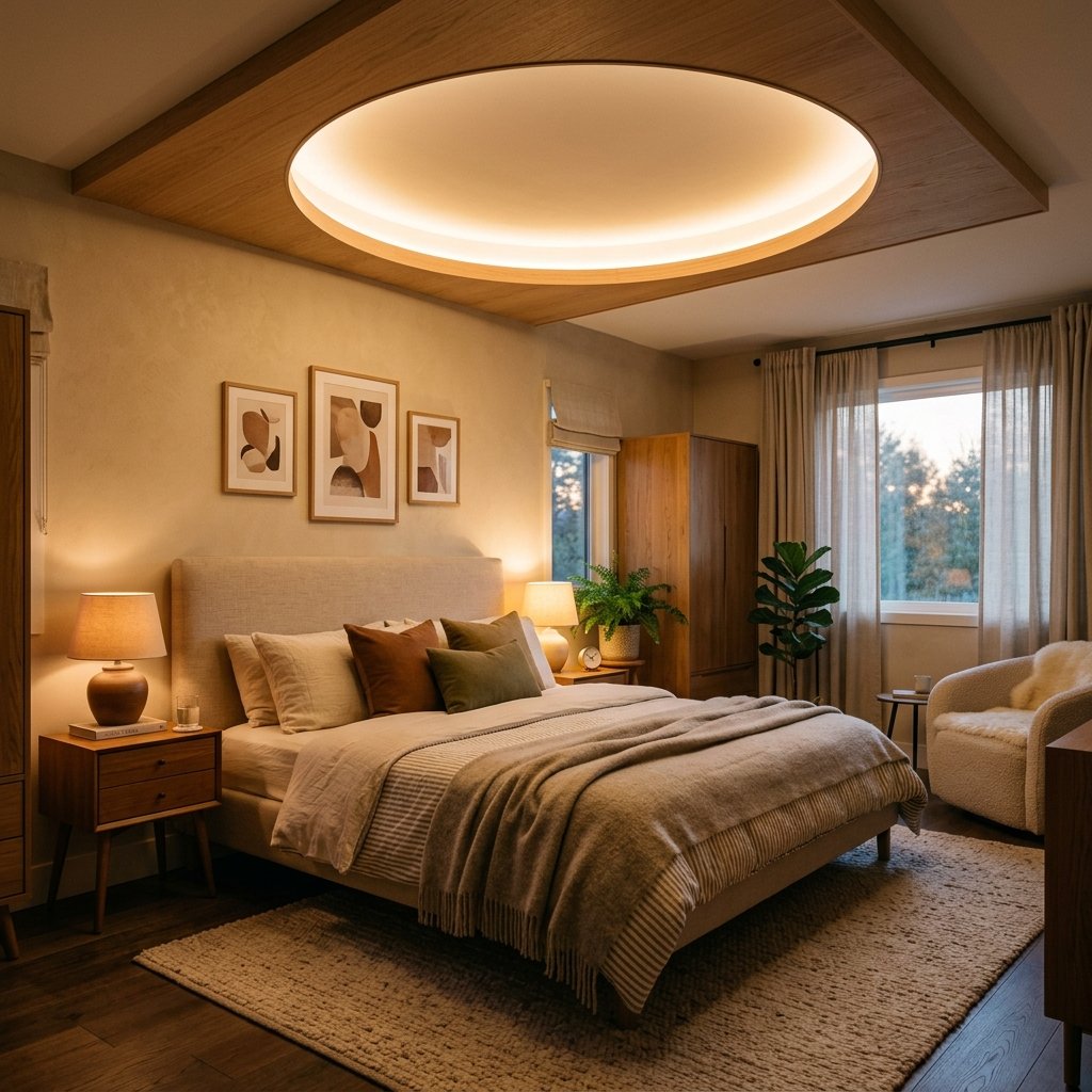 30 Fall Ceiling Designs for Bedroom That Instantly Feel Warm & Luxurious 23 Circular Fall Ceiling Designs for Bedroom