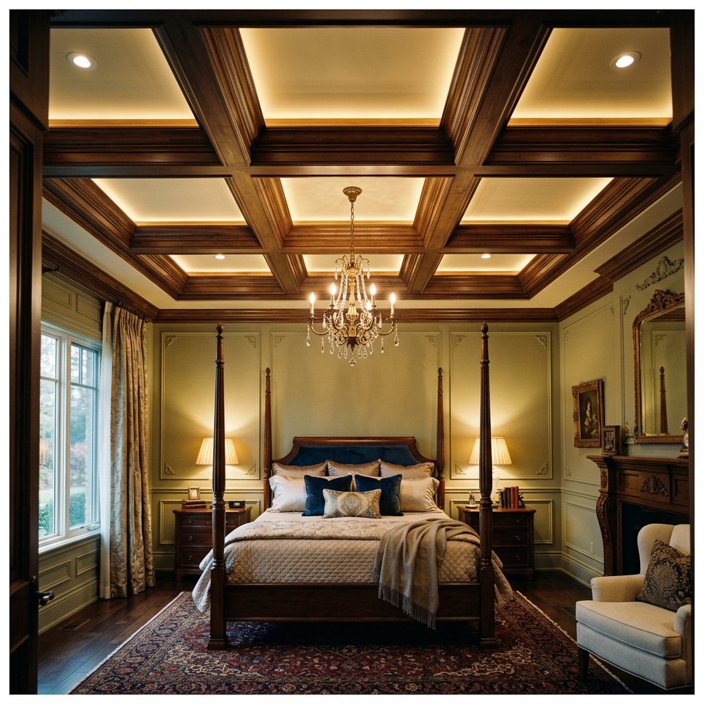 30 Fall Ceiling Designs for Bedroom That Instantly Feel Warm & Luxurious 28 Cofferedfall Ceiling Designs for Bedroom
