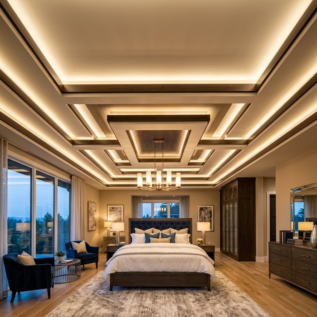 30 Fall Ceiling Designs for Bedroom That Instantly Feel Warm & Luxurious 8 Layered Fall Ceiling Ideas