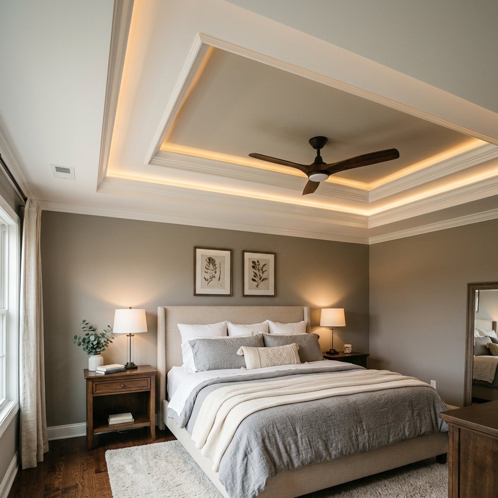 30 Fall Ceiling Designs for Bedroom That Instantly Feel Warm & Luxurious 7 Tray Fall Ceiling Ideas