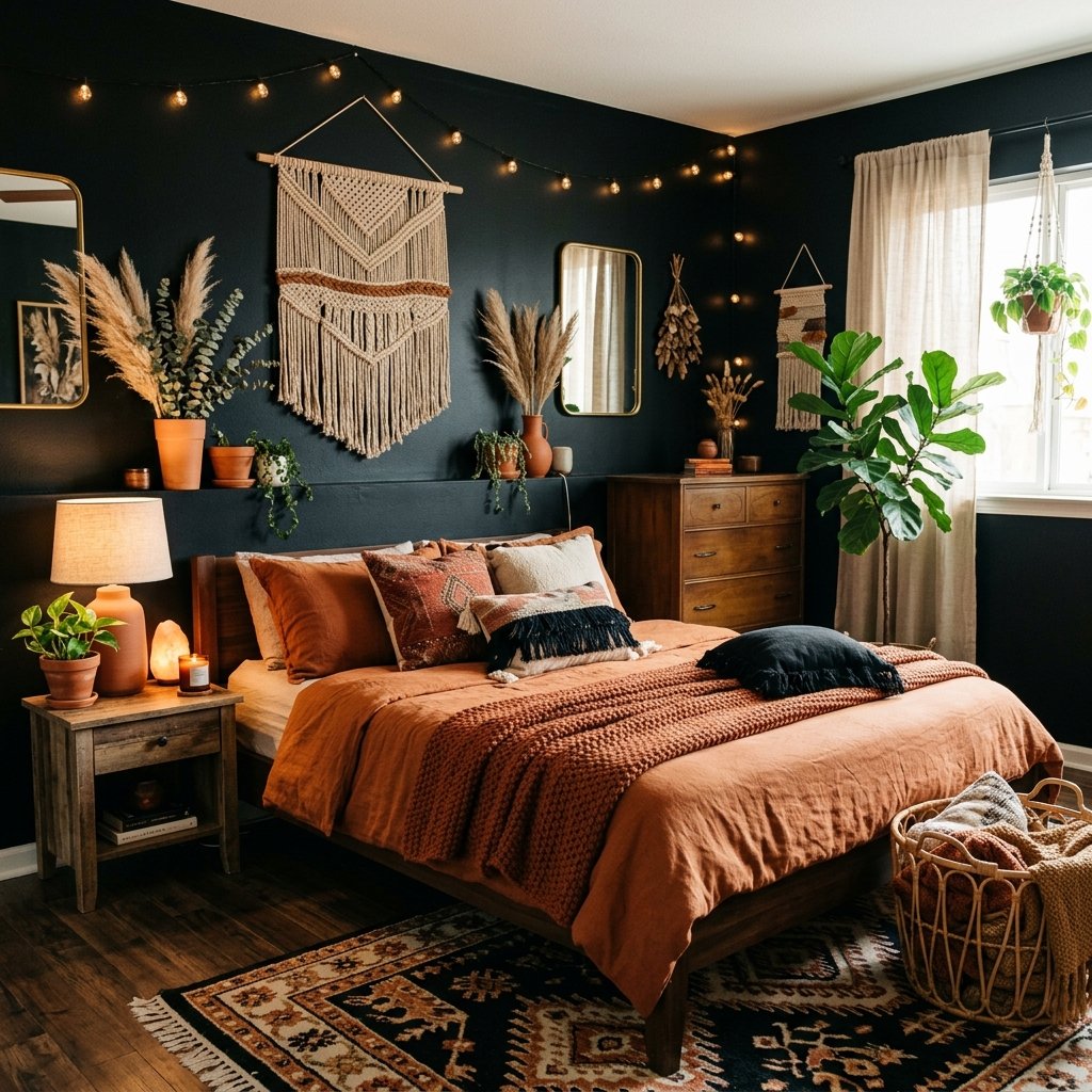30 Black Bedroom Ideas That Look Expensive Without Breaking the Budget 29 Black and Rust Bedroom Ideas