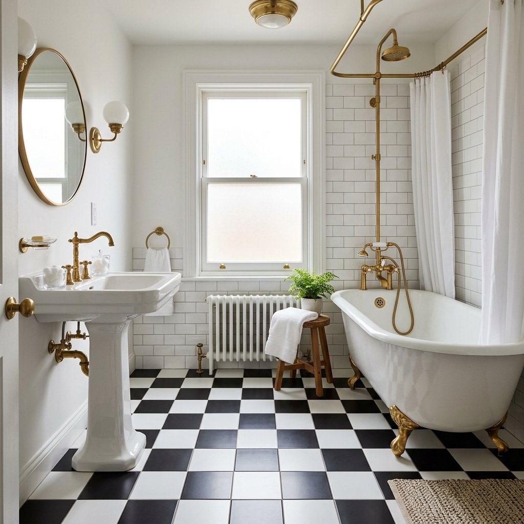 30 Bathroom Flooring Ideas That Bring Fresh Life to Any Space 11 Black and White Flooring Ideas