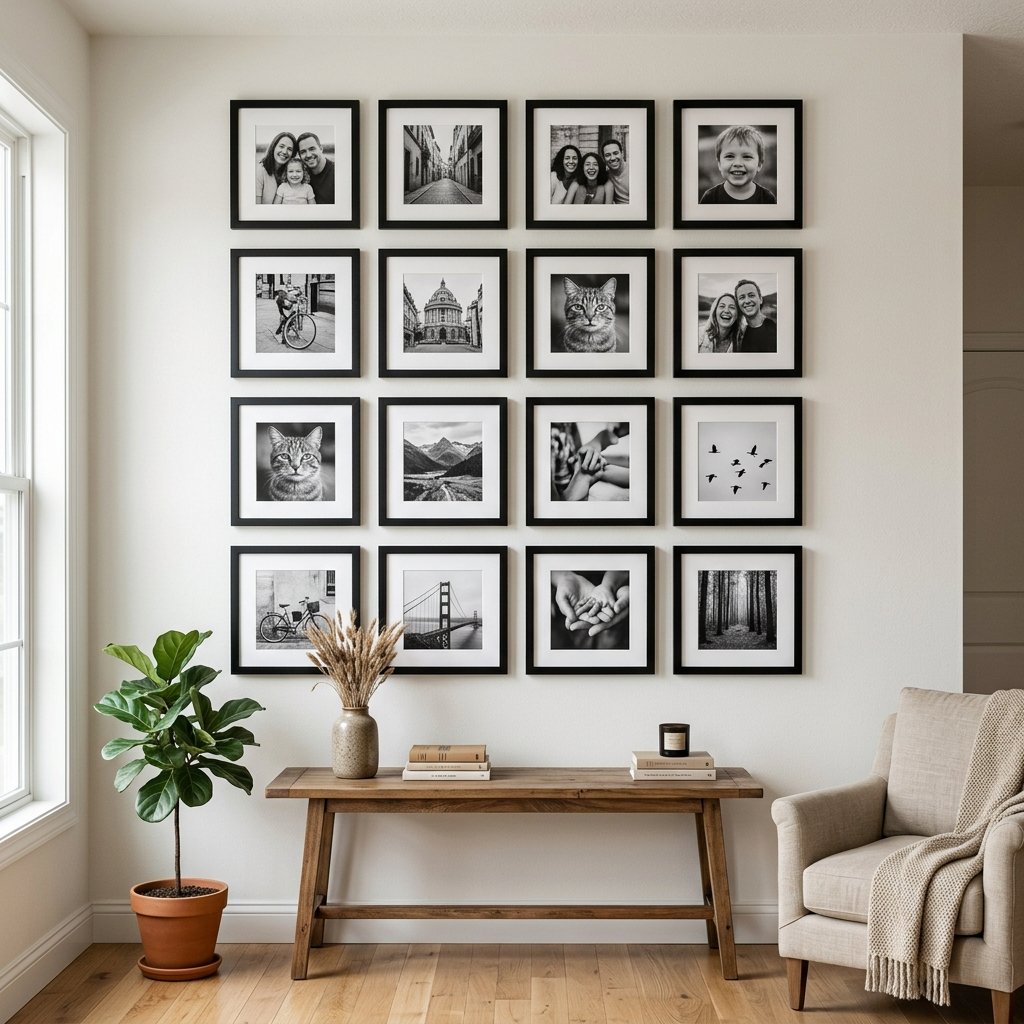 30 Living Room Wall Decor Ideas for Every Style and Space 12 Black and White Photo Wall Ideas