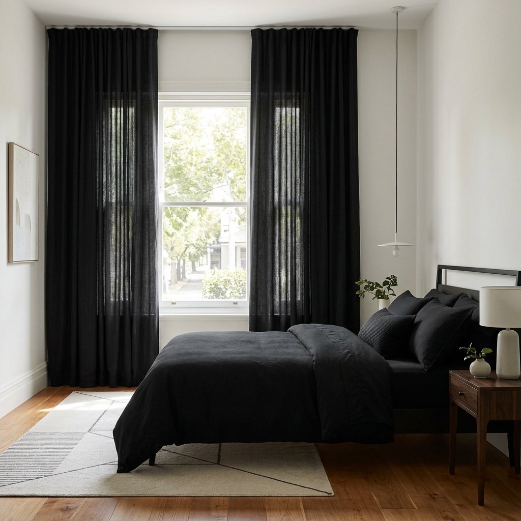 30 Black Bedroom Ideas That Look Expensive Without Breaking the Budget 19 Black Bedroom Curtain Ideas