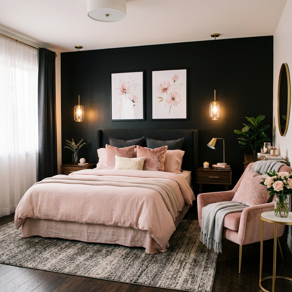 30 Black Bedroom Ideas That Look Expensive Without Breaking the Budget 11 Black and Pink Bedroom Ideas