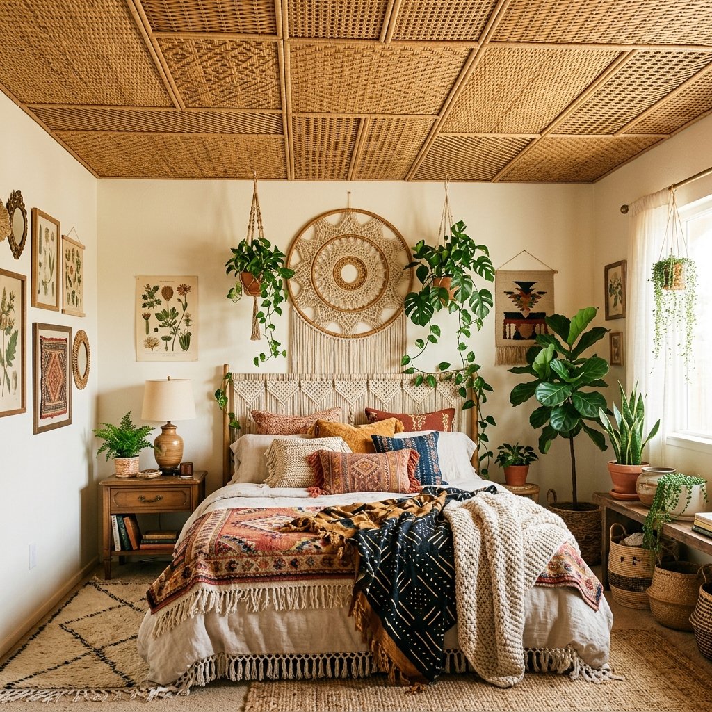 30 Fall Ceiling Designs for Bedroom That Instantly Feel Warm & Luxurious 26 Bohemian Fall Ceiling Ideas