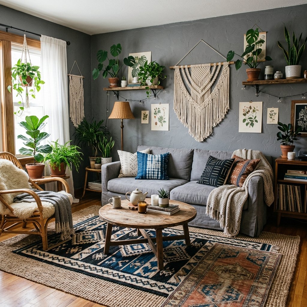 30 Grey Living Room Ideas That Make Any Space Look Luxurious 19 Bohemian Grey Living Room Ideas