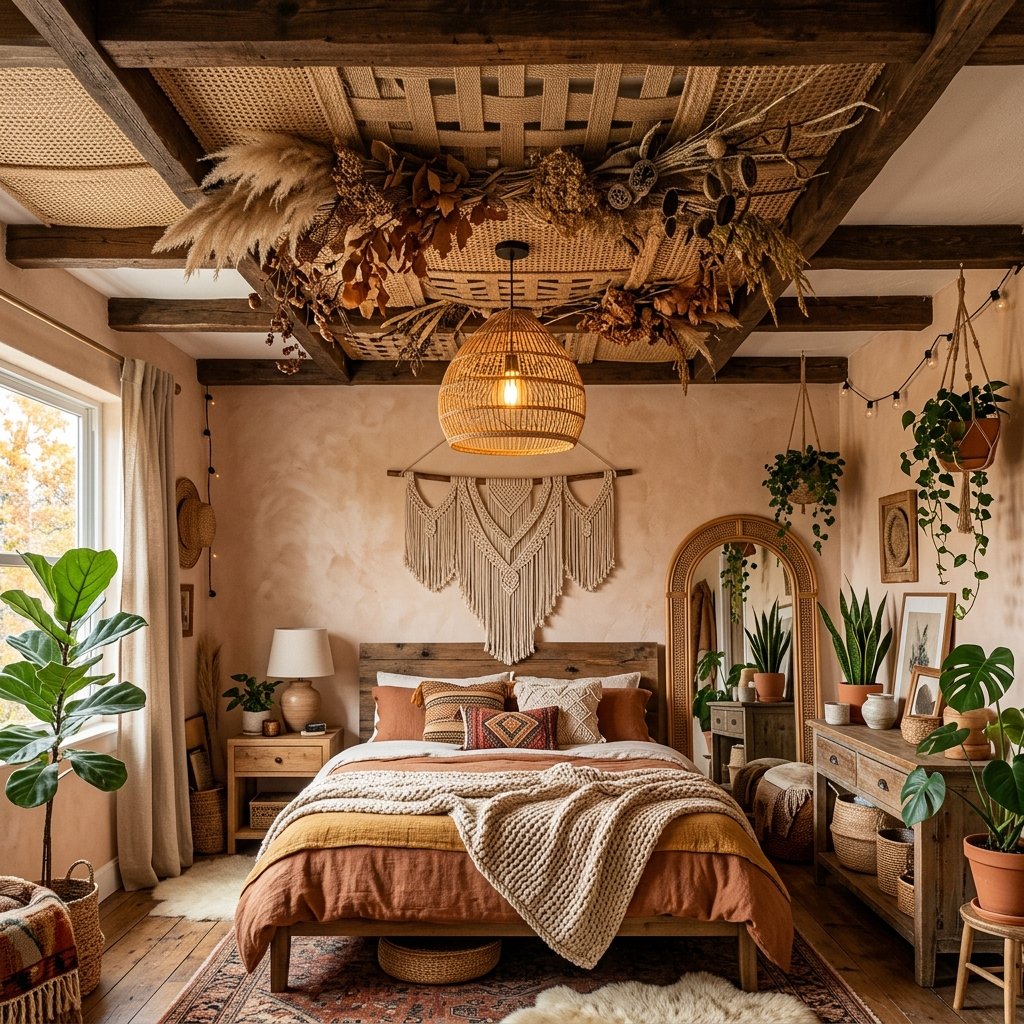 30 Bedroom Fall Ceiling Designs Ideas: for Modern and Cozy Spaces 24 Boho-Style Fall Ceiling Ideas
